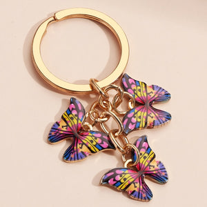 New Colorful Enamel Butterfly Keychain Insects Car Key Women Bag Accessories Jewelry Gifts