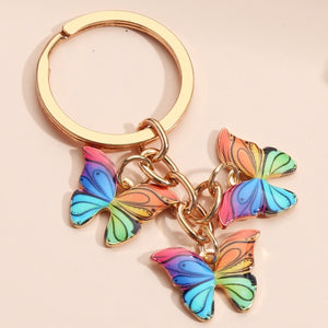 New Colorful Enamel Butterfly Keychain Insects Car Key Women Bag Accessories Jewelry Gifts