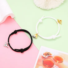 2pcs Magnetic Bracelet Stainless Steel Heart Pendant Charm Couple Bracelets for Lover Friend Men Women Braid Rope Bracelets