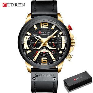 CURREN Casual Sport Watches for Men Blue Top Brand Luxury Military Leather Wrist Watch Man Clock Fashion Chronograph Wristwatch