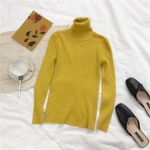 2021 Autumn Winter Thick Sweater Women Knitted Ribbed Pullover Sweater Long Sleeve Turtleneck Slim Jumper Soft Warm Pull Femme