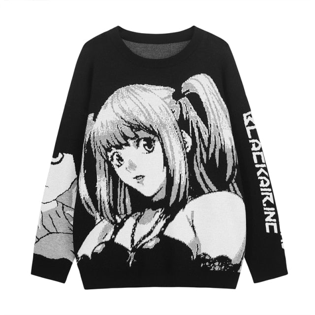 Mens Hip Hop Streetwear Harajuku Sweater Vintage Retro Japanese Style Anime Girl Knitted Sweater 2021 Autumn Cotton Pullover