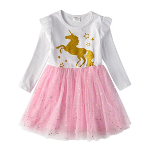 Kids Autumn Winter Dresses for Girls Star Sequins Princess Dress Girl Long Sleeve Party Vestidos Girls Dress Children Clothing