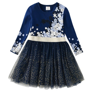 Kids Autumn Winter Dresses for Girls Star Sequins Princess Dress Girl Long Sleeve Party Vestidos Girls Dress Children Clothing