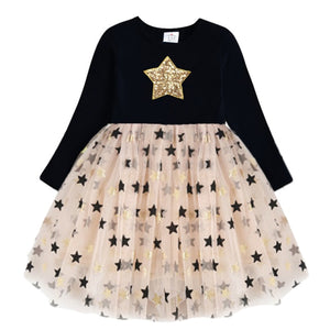 Kids Autumn Winter Dresses for Girls Star Sequins Princess Dress Girl Long Sleeve Party Vestidos Girls Dress Children Clothing