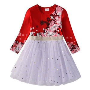 Kids Autumn Winter Dresses for Girls Star Sequins Princess Dress Girl Long Sleeve Party Vestidos Girls Dress Children Clothing