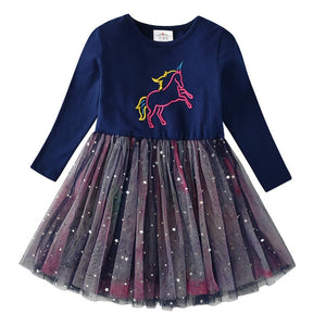 Kids Autumn Winter Dresses for Girls Star Sequins Princess Dress Girl Long Sleeve Party Vestidos Girls Dress Children Clothing