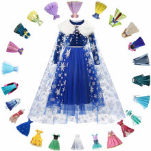 Disney Princess Elsa Winter Dress Girls Long Sleeve Frozen 2 Halloween Costume Children Cinderella Rapunzel Tiana Mulan Cosplay