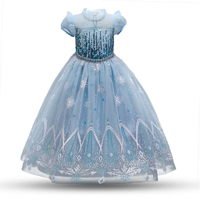 Snow Cosplay Dress Robe Princess Costume Carnival Christmas Clothes Children Dress up Kids Dresses for Girls Clothing Size 4-10Y