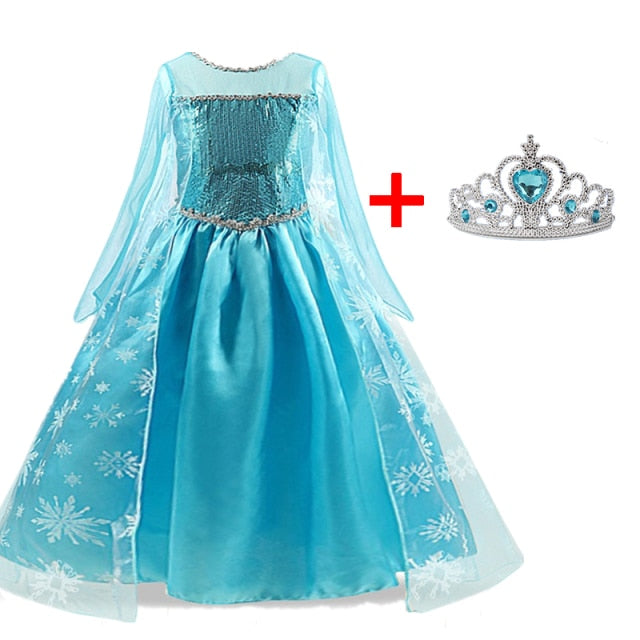 Snow Cosplay Dress Robe Princess Costume Carnival Christmas Clothes Children Dress up Kids Dresses for Girls Clothing Size 4-10Y