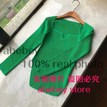 2021 new spring and summer fashion women clothes sqaure collar full sleeves elastic high waist sexy pullover WK080