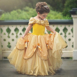 Fancy Girl Princess Dresses Beauty Belle Cosplay Costume Snow Christmas Halloween Princess Dress up Children Party Clothes