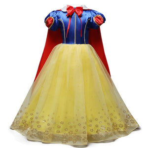 Fancy Girl Princess Dresses Beauty Belle Cosplay Costume Snow Christmas Halloween Princess Dress up Children Party Clothes