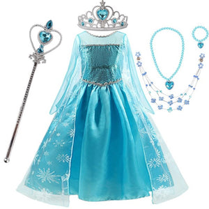 Fancy Girl Princess Dresses Beauty Belle Cosplay Costume Snow Christmas Halloween Princess Dress up Children Party Clothes