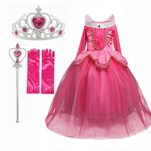 Fancy Girl Princess Dresses Beauty Belle Cosplay Costume Snow Christmas Halloween Princess Dress up Children Party Clothes