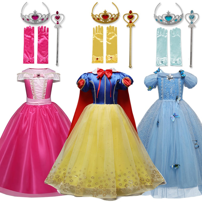 Girls Princess Costume For Kids Halloween Party Cosplay Dress Up Children Disguise Fille