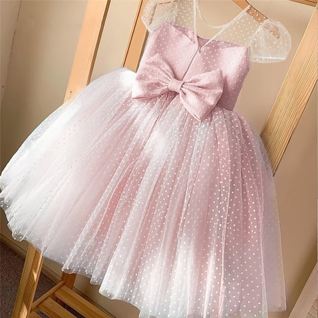 Summer Girl Dress Birthday Party Princess Dress Children  Polka Dots Gown Flower Girl Wedding Tutu Fluffy Dresses Vestidos