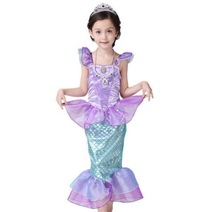 Girl Princess Little Mermaid Ariel Dress Kids Cosplay Fancy Costume Children Carnival Birthday Party Clothes Summer Dress Up