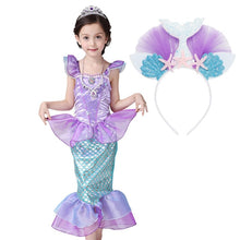 Girl Princess Little Mermaid Ariel Dress Kids Cosplay Fancy Costume Children Carnival Birthday Party Clothes Summer Dress Up