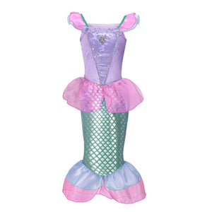 Girl Princess Little Mermaid Ariel Dress Kids Cosplay Fancy Costume Children Carnival Birthday Party Clothes Summer Dress Up