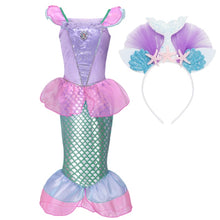 Girl Princess Little Mermaid Ariel Dress Kids Cosplay Fancy Costume Children Carnival Birthday Party Clothes Summer Dress Up