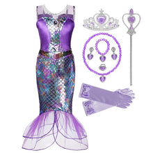 Girl Princess Little Mermaid Ariel Dress Kids Cosplay Fancy Costume Children Carnival Birthday Party Clothes Summer Dress Up