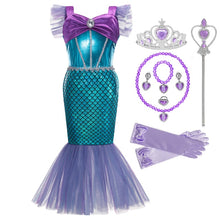 Girl Princess Little Mermaid Ariel Dress Kids Cosplay Fancy Costume Children Carnival Birthday Party Clothes Summer Dress Up