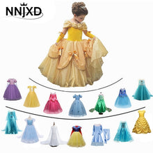 Fancy Girl Princess Dresses Beauty Belle Cosplay Costume Snow Christmas Halloween Princess Dress up Children Party Clothes