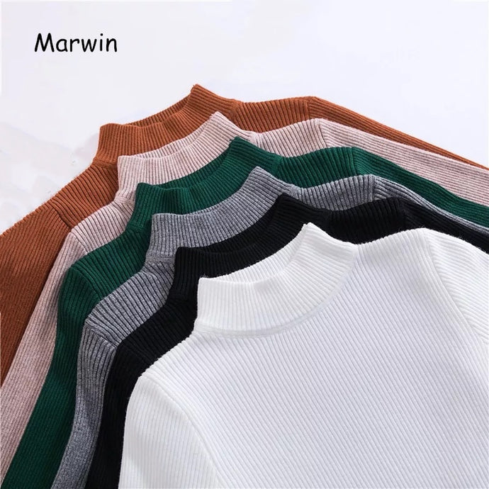 Marwin New-coming Autumn Winter Top Pull Femme Turtleneck Pullovers Sweaters Long Sleeve Slim Oversize Korean Women's Sweater