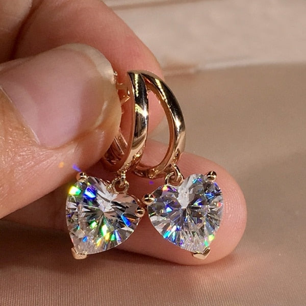 Trendy Women Earrings 4 Colors Delicate Gold Color Inlay Natural Stone Hook Dangle Earrings for Women Wedding Engagement Jewelry