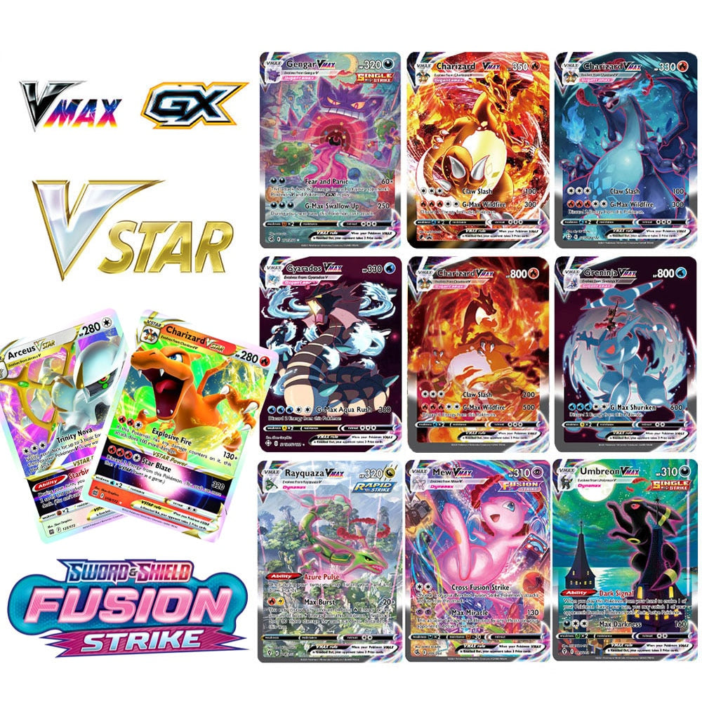 2022 New Pokemon Cards Holographic Board Game Vstar Vmax GX DIY Charizard Energy Trading Card Game English Version Kids Gift