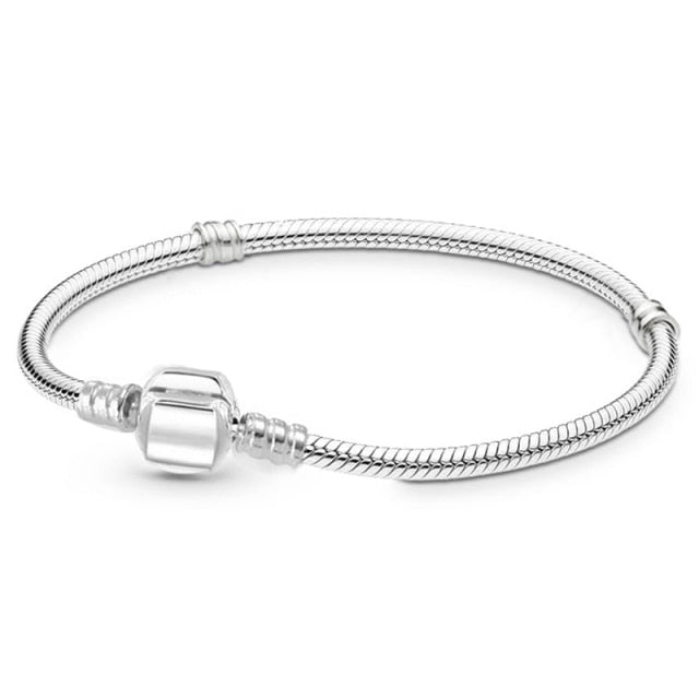 Boosbiy Silver Plated Cute Owl Snake Chain Charm Bracelet For Women Fashion Brand Bracelets DIY Jewelry Gift Making