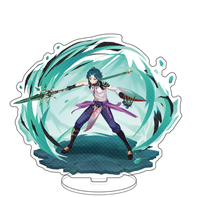 Anime Figure Genshin Impact Zhongli Diluc Venti Klee Keqing Qiqi Acrylic Stand Model Plate Desk Decor Standing Sign Fans Gifts