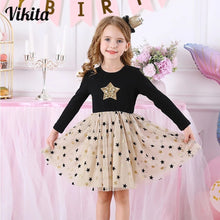 Kids Autumn Winter Dresses for Girls Star Sequins Princess Dress Girl Long Sleeve Party Vestidos Girls Dress Children Clothing