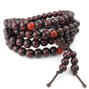 Jewelry Men Bracelet, 8mm Tibetan Buddhist Sandalwood Beads Prayer Bead Chain, Wood, Red