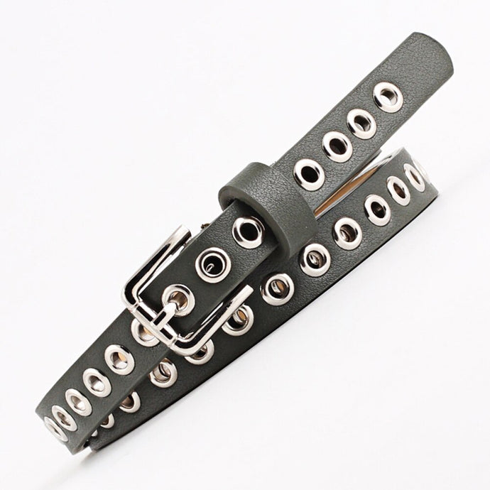 Fashion Pu Leather Belt for Ladies Women with Rivet Studded Single Grommet Holes Waist Chain hip hop girls Rivet Bracelet