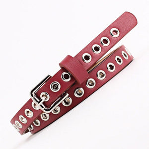 Fashion Pu Leather Belt for Ladies Women with Rivet Studded Single Grommet Holes Waist Chain hip hop girls Rivet Bracelet