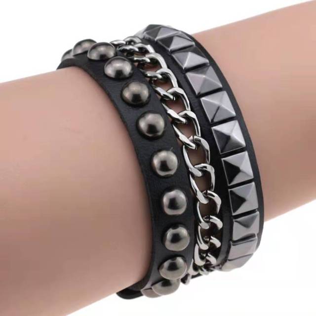 1PC Lucky Vintage Leather Bracelet for Women Men Unisex Bracelet Leather Punk Rock Gothic Jewelry