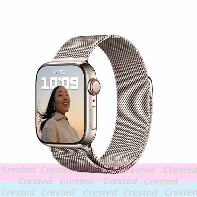 Strap For Apple watch band 44mm 40mm 38mm 42mm metal Magnetic Loop correa Accessories bracelet iWatch serie 4 3 SE 6 7 45mm 41mm