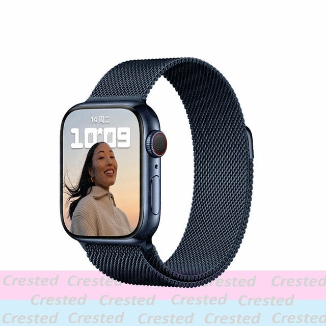Strap For Apple watch band 44mm 40mm 38mm 42mm metal Magnetic Loop correa Accessories bracelet iWatch serie 4 3 SE 6 7 45mm 41mm