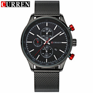 CURREN Luxury Brand Quartz Watch Men's Sport Casual Business Stainless Steel Mesh band Quartz-Watch Fashion Gold Clock male Date