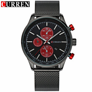 CURREN Luxury Brand Quartz Watch Men's Sport Casual Business Stainless Steel Mesh band Quartz-Watch Fashion Gold Clock male Date