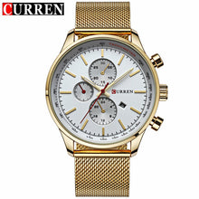 CURREN Luxury Brand Quartz Watch Men's Sport Casual Business Stainless Steel Mesh band Quartz-Watch Fashion Gold Clock male Date