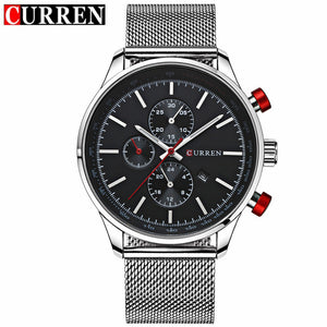 CURREN Luxury Brand Quartz Watch Men's Sport Casual Business Stainless Steel Mesh band Quartz-Watch Fashion Gold Clock male Date