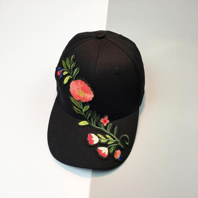 Floral Applique Baseball Cap 2017 Summer New Women Men Couple Unisex Snapback Hip Hop Flat Leisure Hat cap wholesale