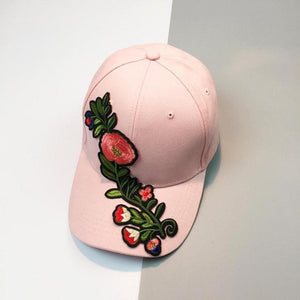 Floral Applique Baseball Cap 2017 Summer New Women Men Couple Unisex Snapback Hip Hop Flat Leisure Hat cap wholesale