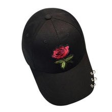 Fashion Brand Caps Women Men 2017 Couple Rose Embroidery Baseball Cap Unisex Iron Ring Snapback 100% cotton Hiphop Flat Hat bone