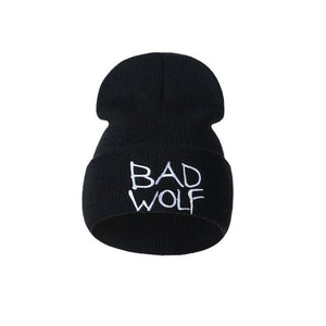 Fashion Bad wolf Letters Embroidery Hat 2017 Winter Warm Caps For Men Women Solid Wool Knitted Unisex Hats Beanies