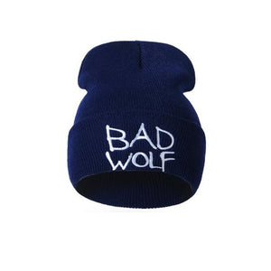 Fashion Bad wolf Letters Embroidery Hat 2017 Winter Warm Caps For Men Women Solid Wool Knitted Unisex Hats Beanies