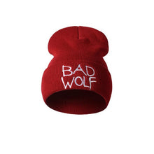 Fashion Bad wolf Letters Embroidery Hat 2017 Winter Warm Caps For Men Women Solid Wool Knitted Unisex Hats Beanies